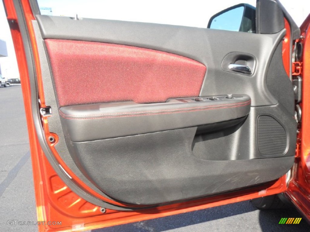 2012 Dodge Avenger SXT Plus Black/Red Door Panel Photo #60173640