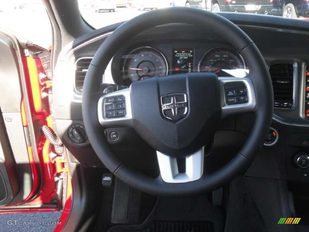 2012 Dodge Charger SXT Plus Black Steering Wheel Photo #60173730