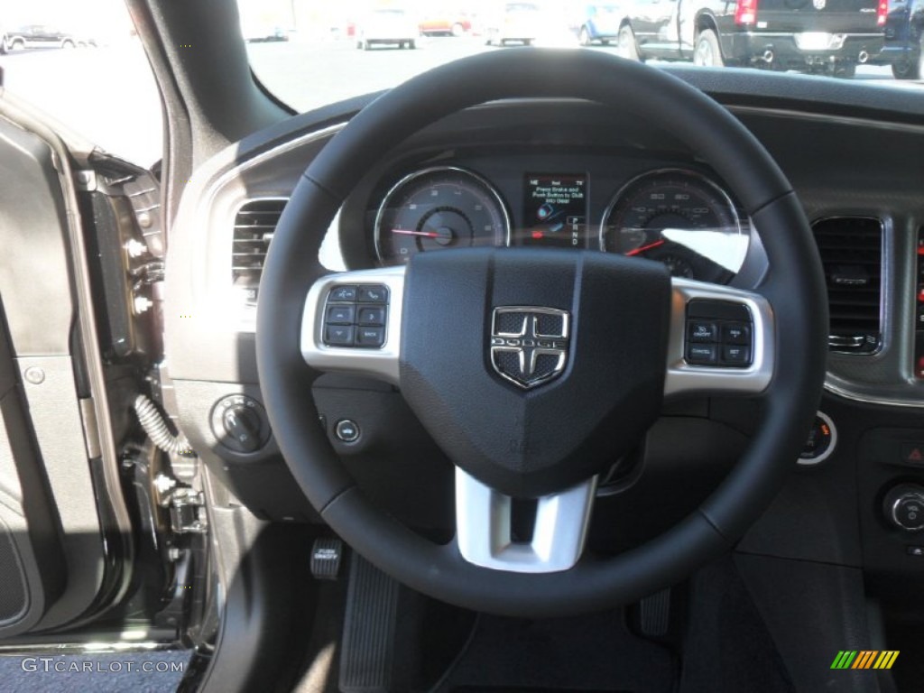 2012 Dodge Charger SXT Black/Light Frost Beige Steering Wheel Photo #60173874