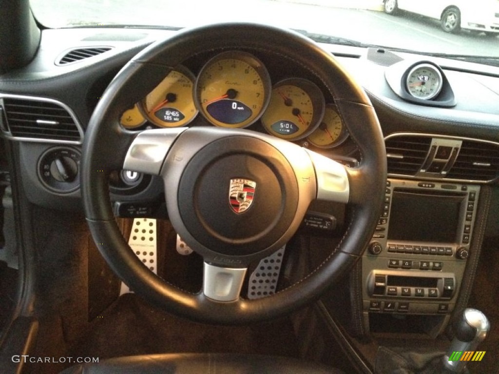 2007 Porsche 911 Turbo Coupe Black Steering Wheel Photo #60176772