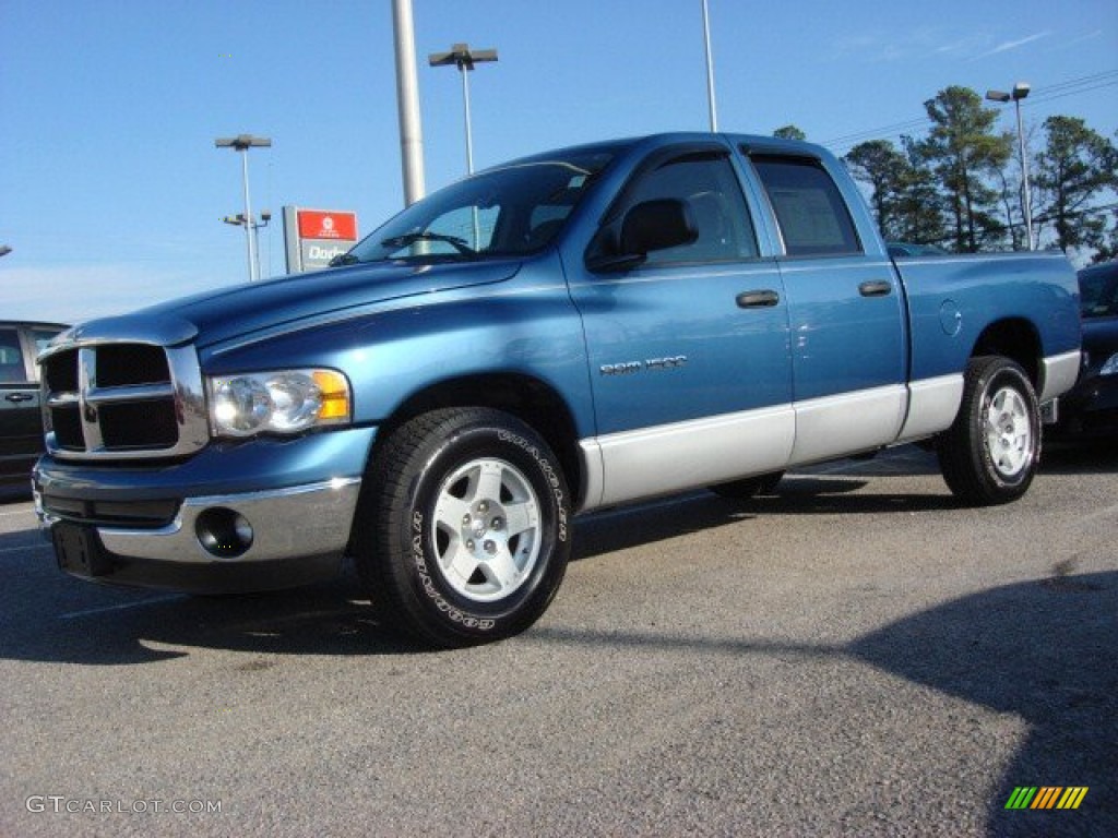 2005 Ram 1500 SLT Quad Cab - Atlantic Blue Pearl / Taupe photo #2