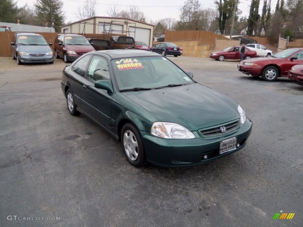 2000 Civic EX Coupe - Clover Green Pearl / Gray photo #1