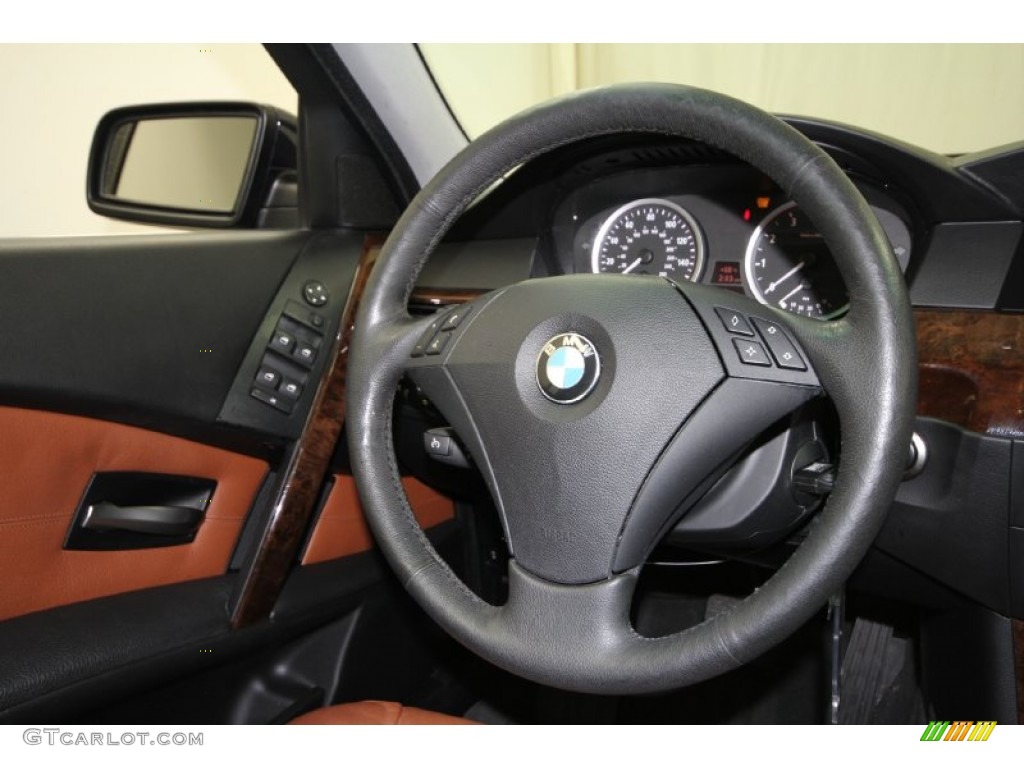 2007 BMW 5 Series 525xi Sedan Auburn Steering Wheel Photo #60189153