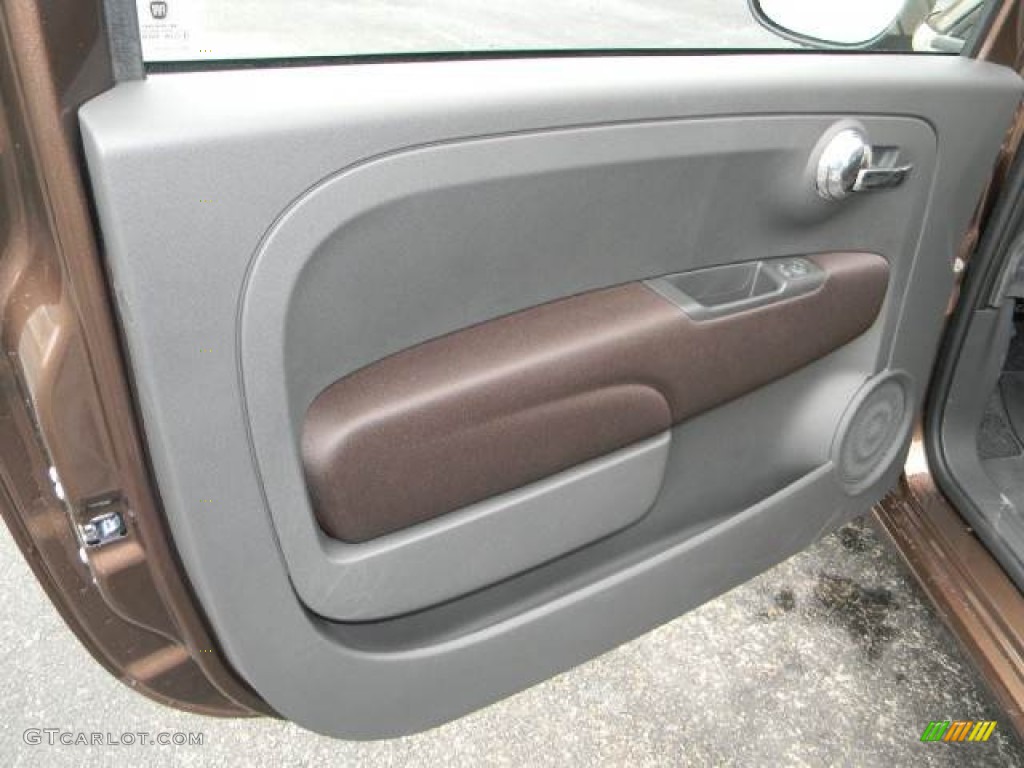 2012 Fiat 500 Pop Tessuto Marrone/Avorio (Brown/Ivory) Door Panel Photo #60190737