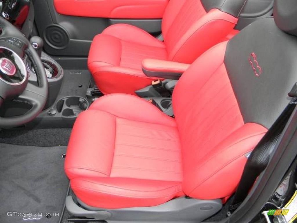 Pelle Rosso/Nera (Red/Black) Interior 2012 Fiat 500 c cabrio Lounge Photo #60190791