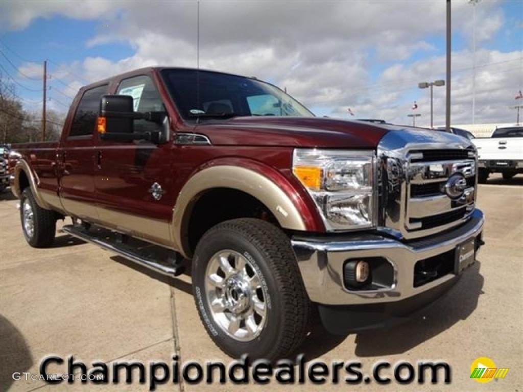 2012 F350 Super Duty Lariat Crew Cab 4x4 - Autumn Red / Adobe photo #1