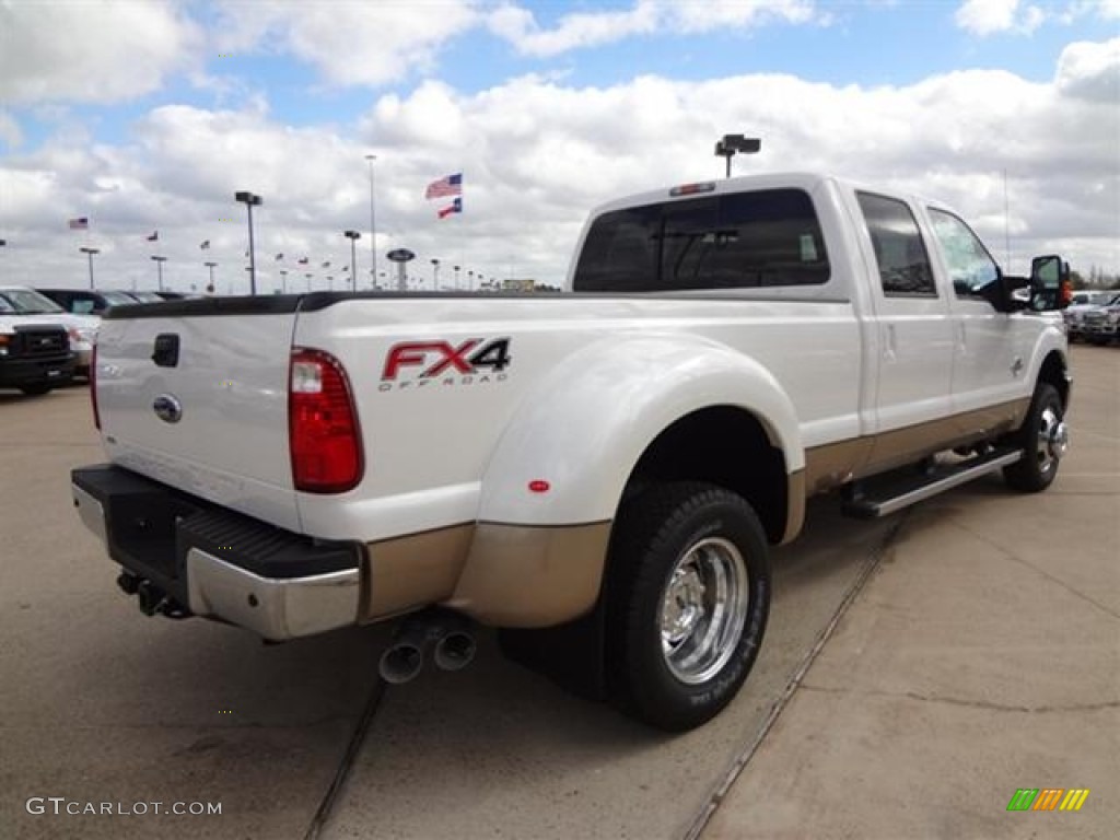 2012 F350 Super Duty Lariat Crew Cab 4x4 Dually - White Platinum Metallic Tri-Coat / Adobe photo #7