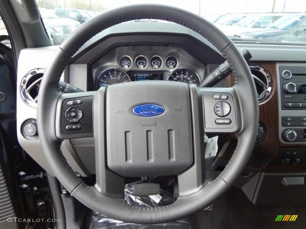 2012 Ford F250 Super Duty Lariat Crew Cab 4x4 Black Steering Wheel Photo #60192993