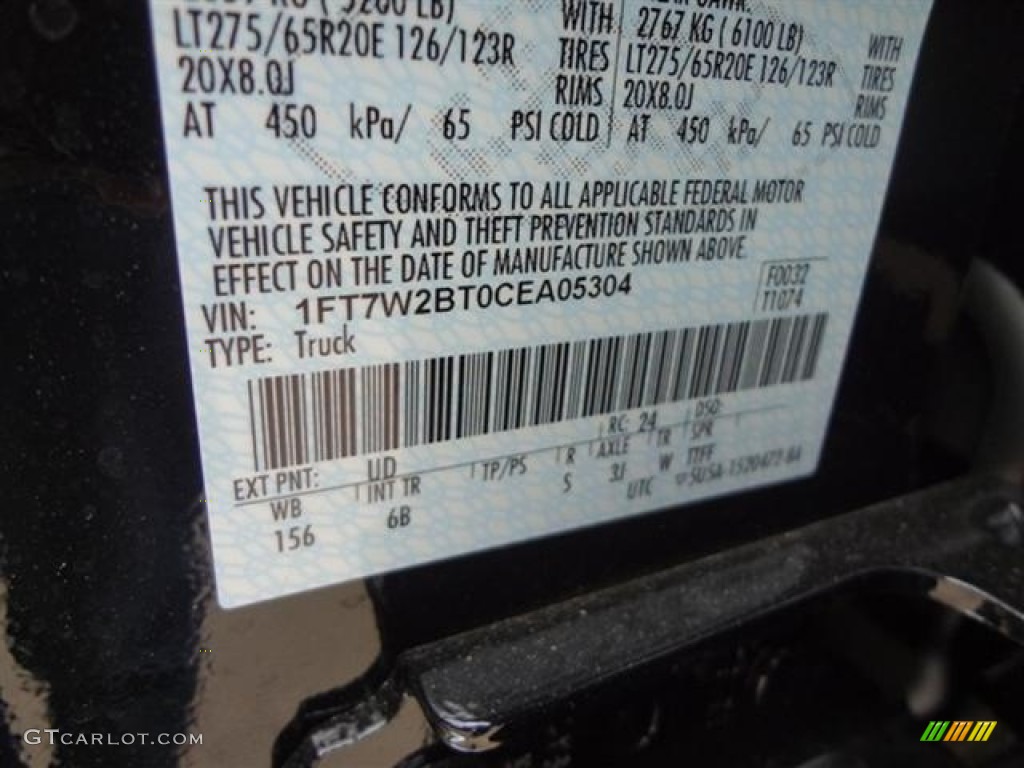 2012 F250 Super Duty Color Code UD for Black Photo #60193053