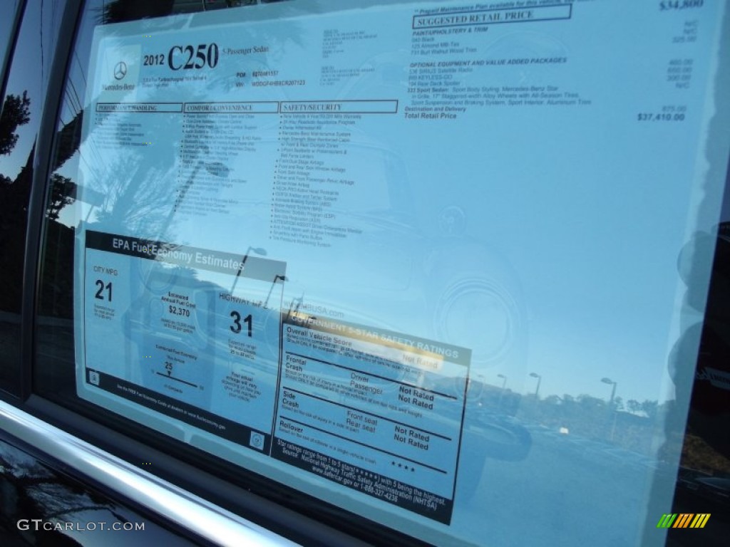 2012 Mercedes-Benz C 250 Sport Window Sticker Photo #60194589