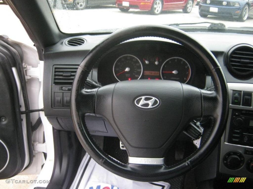 2004 Hyundai Tiburon GT Black Steering Wheel Photo #60195466