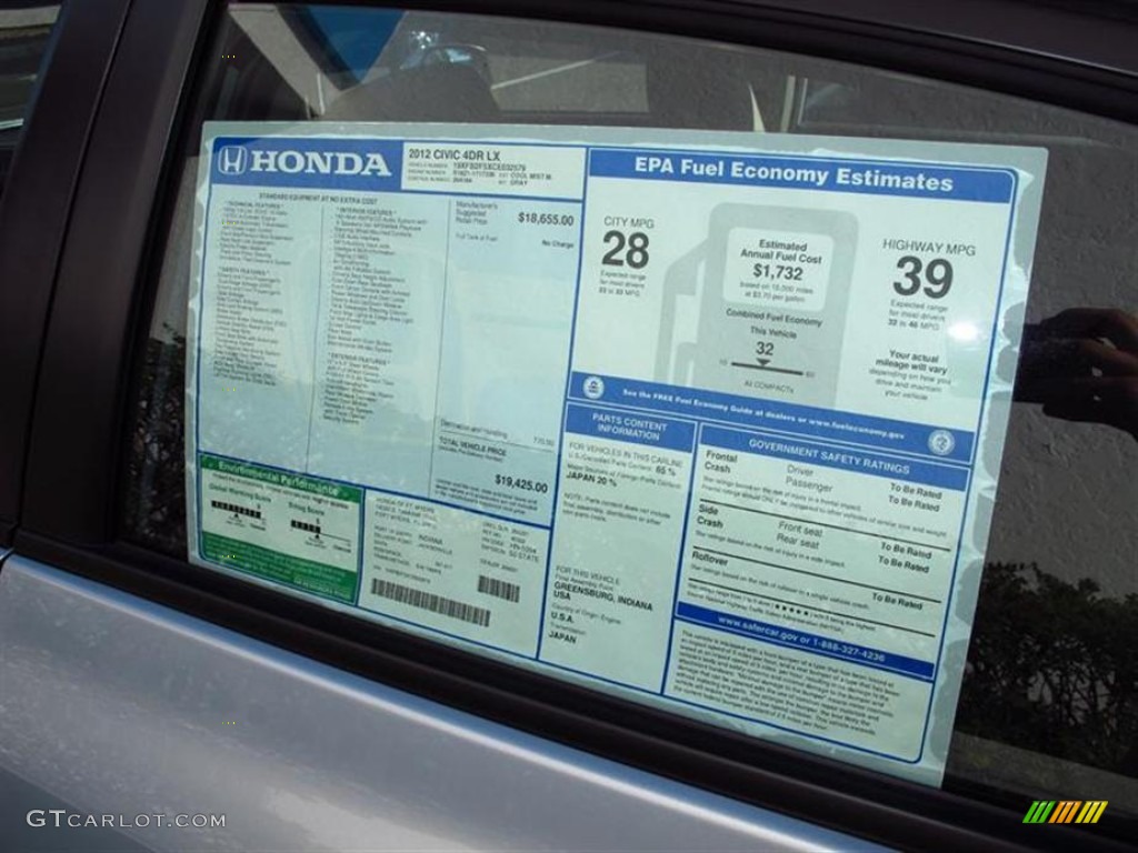 2012 Honda Civic LX Sedan Window Sticker Photo #60197284