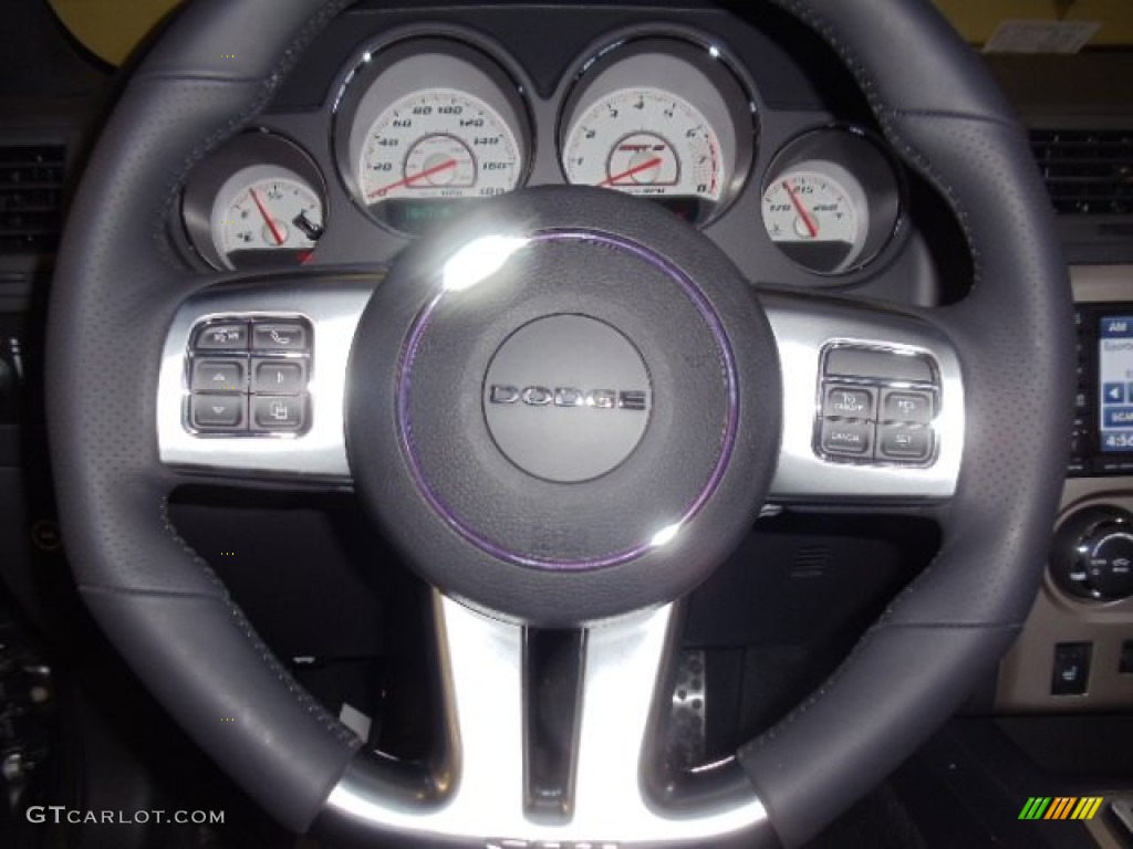 2012 Dodge Challenger SRT8 392 Dark Slate Gray Steering Wheel Photo #60198298