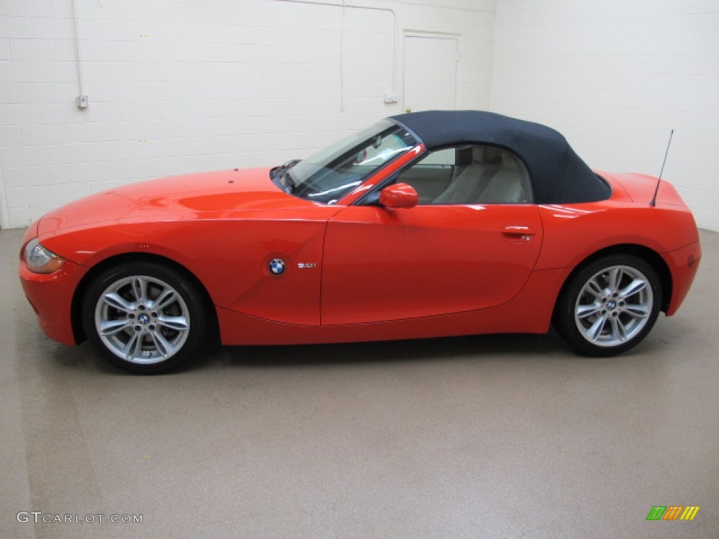 2004 Z4 3.0i Roadster - Bright Red / Beige photo #5