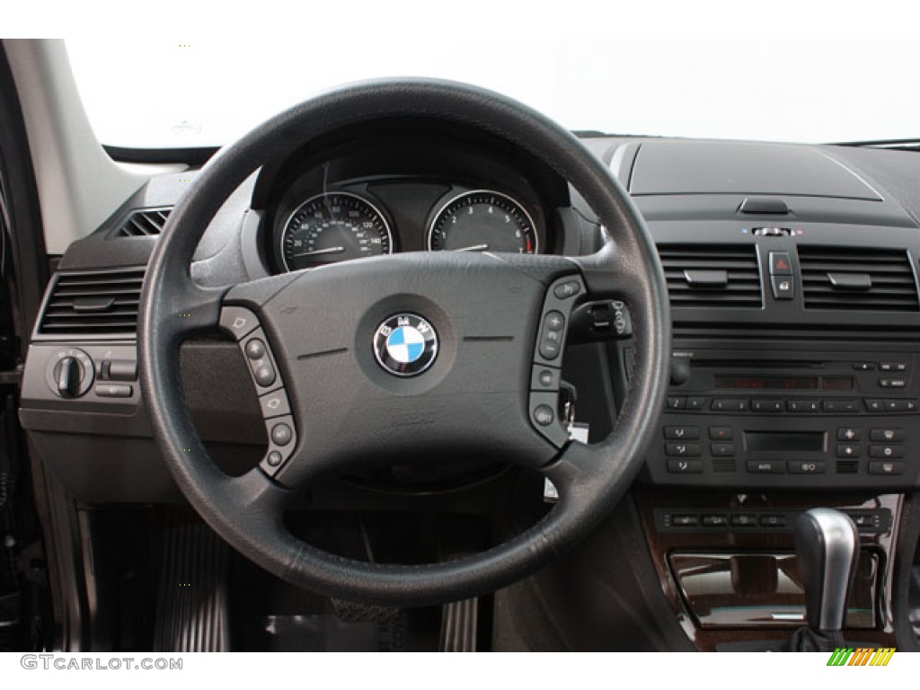 2006 BMW X3 3.0i Black Steering Wheel Photo #60203146
