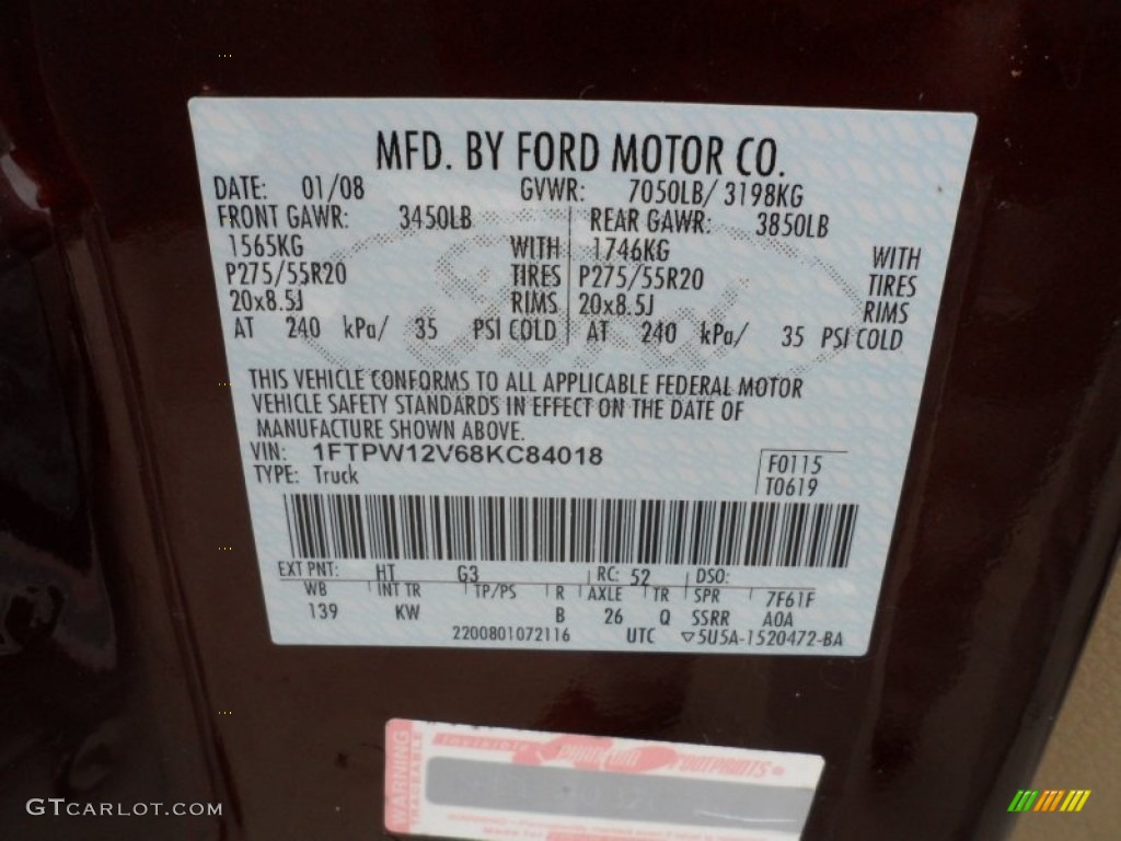 2008 F150 Color Code HT for Mahogany Metallic Photo #60205267