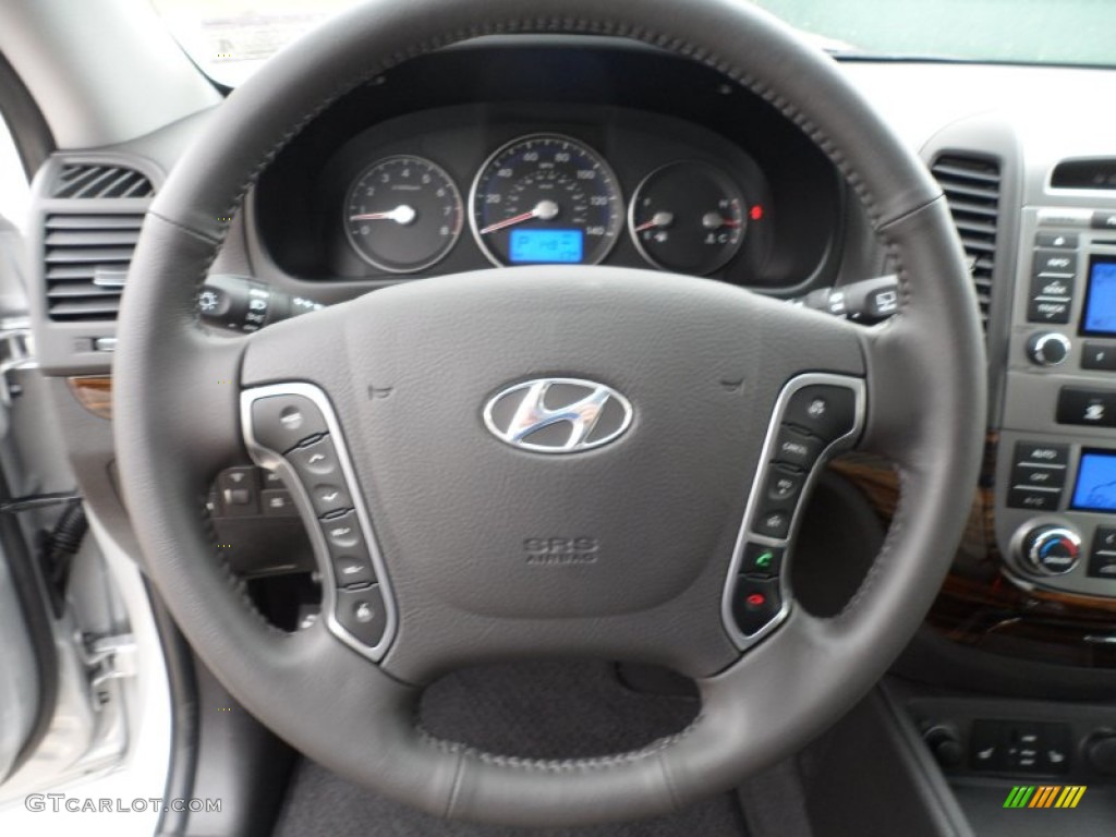 2012 Hyundai Santa Fe Limited V6 Cocoa Black Steering Wheel Photo #60210439