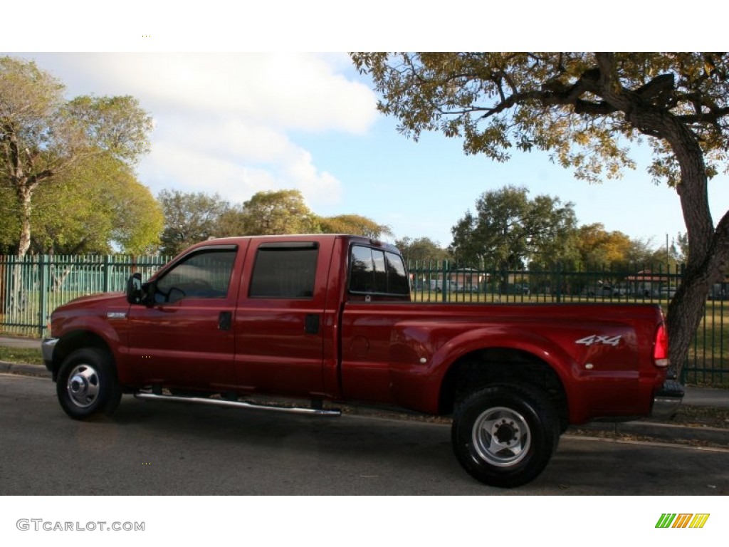 2001 F350 Super Duty Lariat Crew Cab 4x4 Dually - Toreador Red Metallic / Medium Graphite photo #3