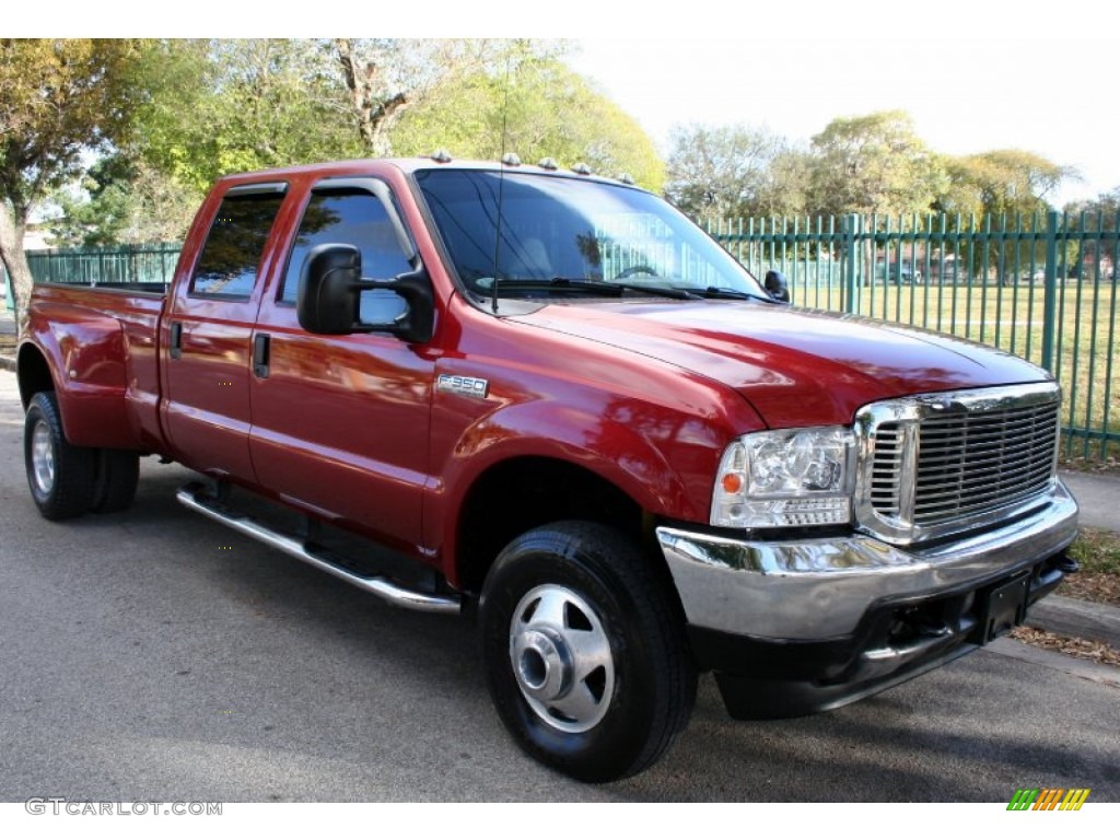 2001 F350 Super Duty Lariat Crew Cab 4x4 Dually - Toreador Red Metallic / Medium Graphite photo #15