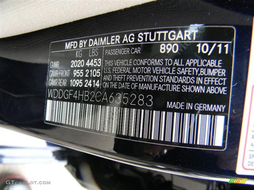 2012 C Color Code 890 for Lunar Blue Metallic Photo #60215248
