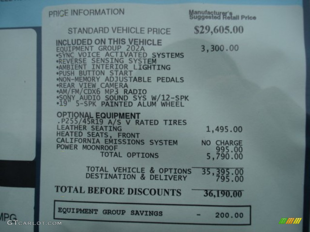 2012 Ford Taurus SEL AWD Window Sticker Photos