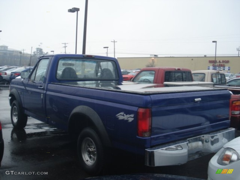 1995 F150 XLT Regular Cab 4x4 - Bright Sapphire Pearl Metallic / Gray photo #6