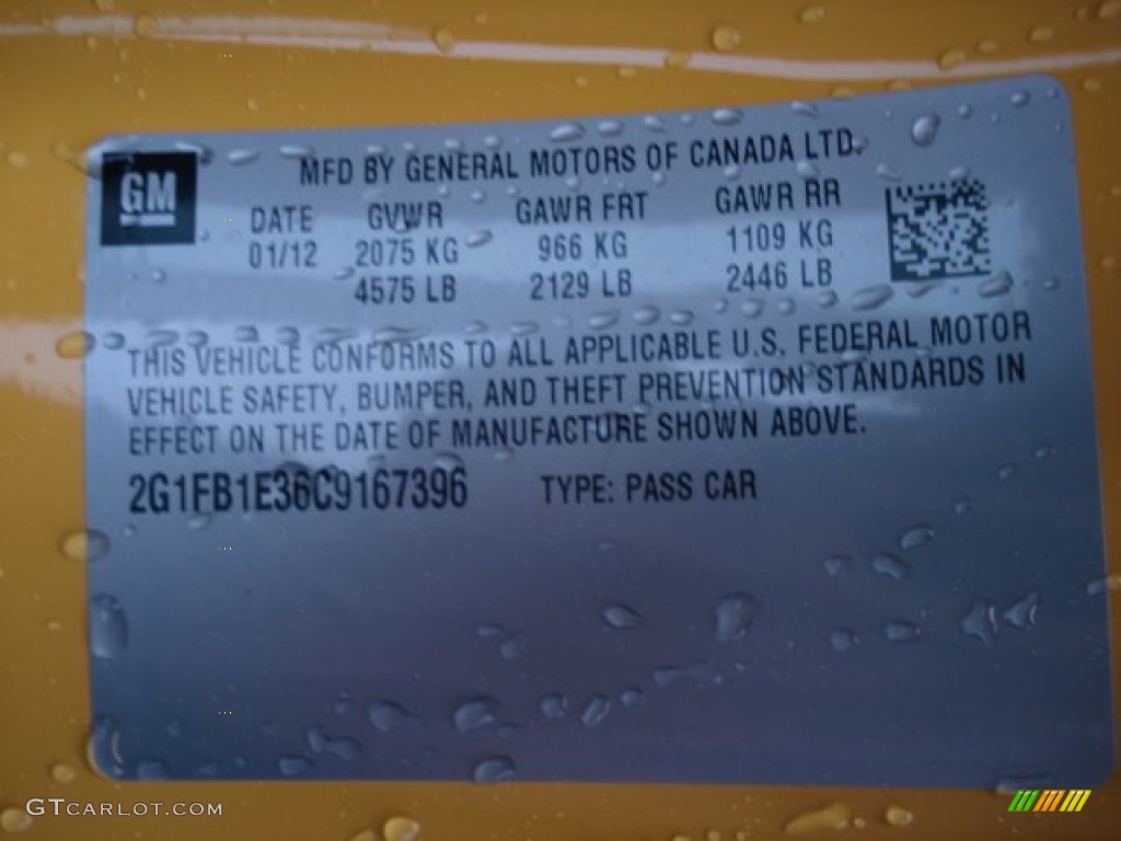 2012 Camaro LT/RS Coupe - Rally Yellow / Black photo #20