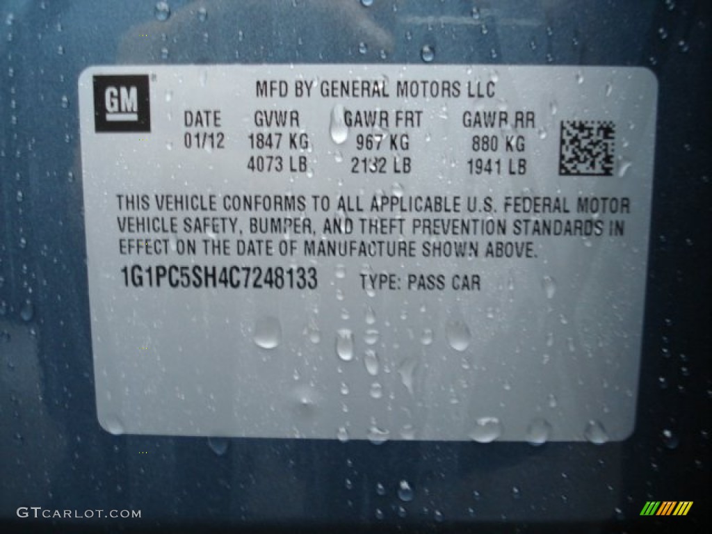 2012 Cruze LS - Blue Granite Metallic / Jet Black/Medium Titanium photo #20