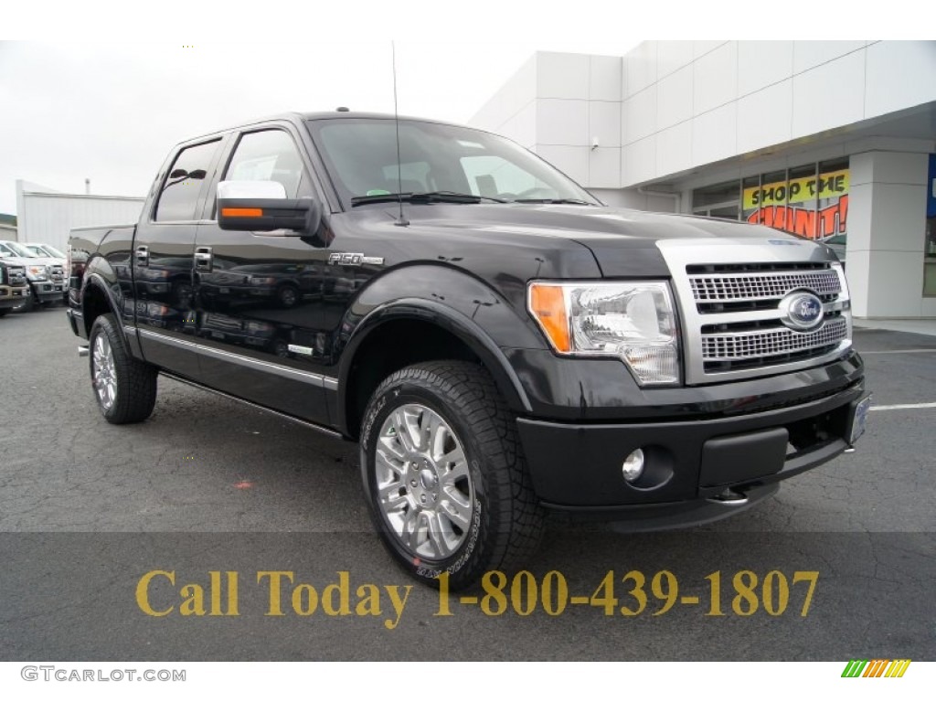 2012 F150 Platinum SuperCrew 4x4 - Tuxedo Black Metallic / Platinum Sienna Brown/Black Leather photo #1