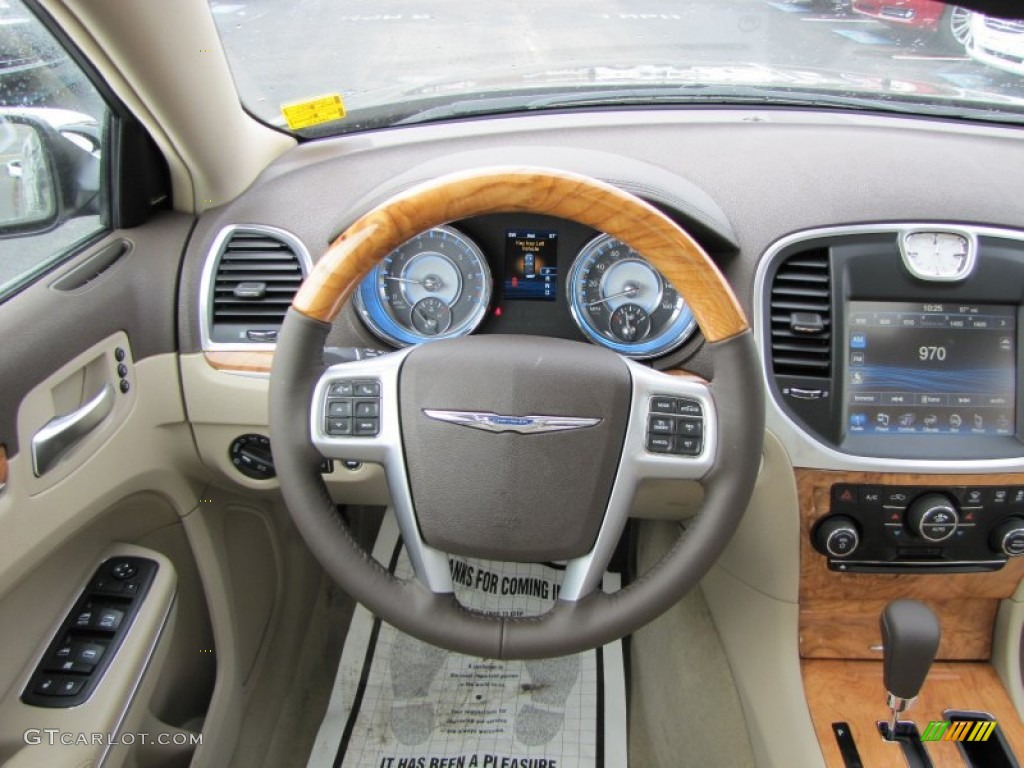 2012 Chrysler 300 C Dark Frost Beige/Light Frost Beige Steering Wheel Photo #60223609