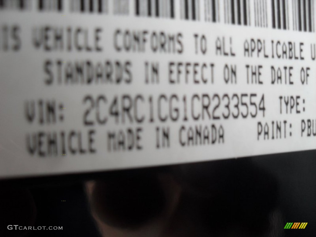 2012 Town & Country Color Code PBU for True Blue Pearl Photo #60223984