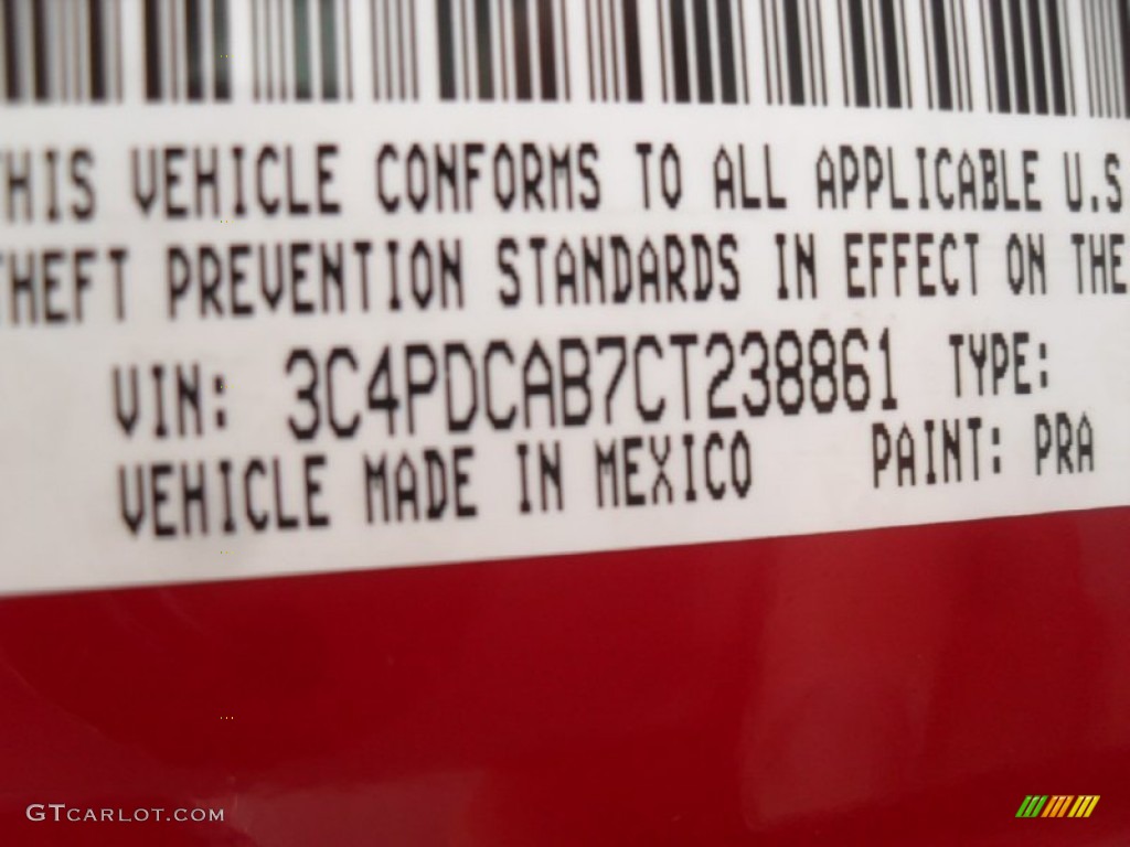 2012 Journey Color Code PRA for Brilliant Red Tri-Coat Pearl Photo #60224143