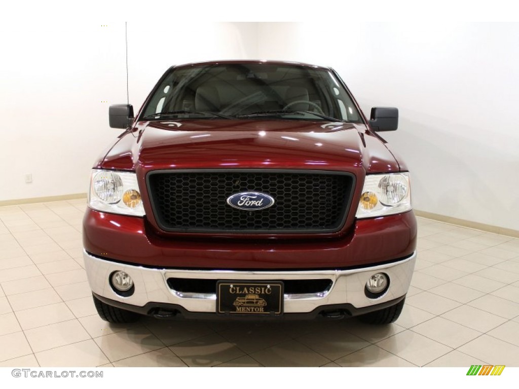 2006 F150 XLT SuperCab 4x4 - Dark Toreador Red Metallic / Medium/Dark Flint photo #2