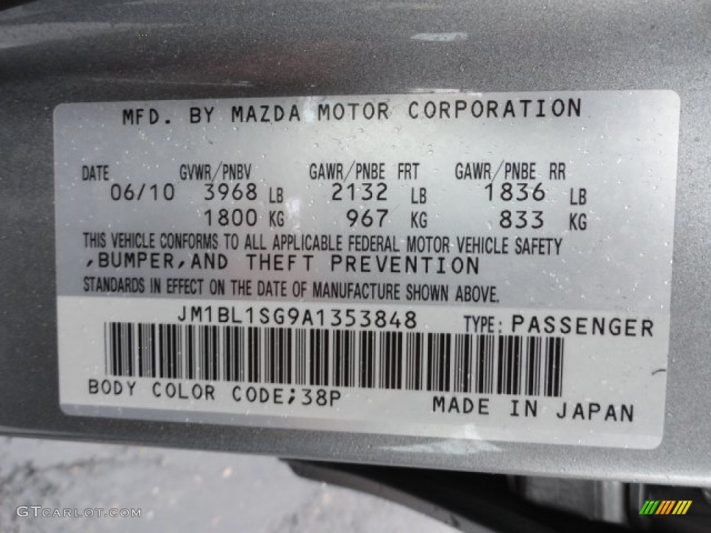 2010 MAZDA3 Color Code 38P for Liquid Silver Metallic Photo #60237079
