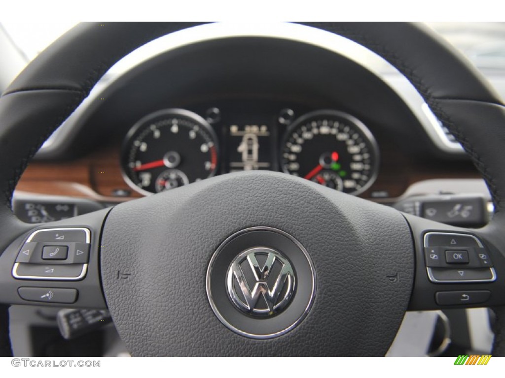 2012 Volkswagen CC Lux Plus Black Steering Wheel Photo #60245159