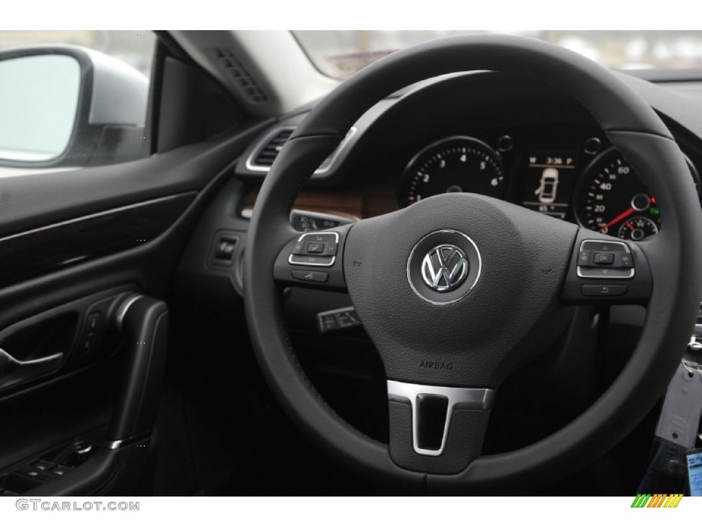 2012 Volkswagen CC Lux Plus Black Steering Wheel Photo #60245190