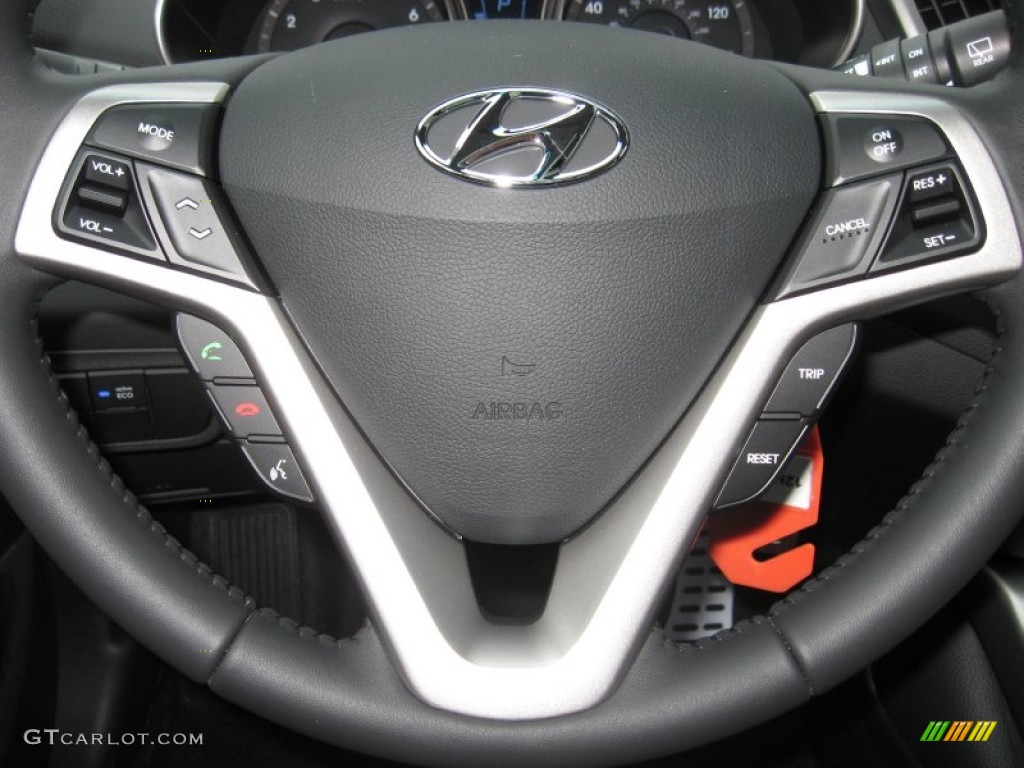 2012 Hyundai Veloster Standard Veloster Model Black/Red Steering Wheel Photo #60247331