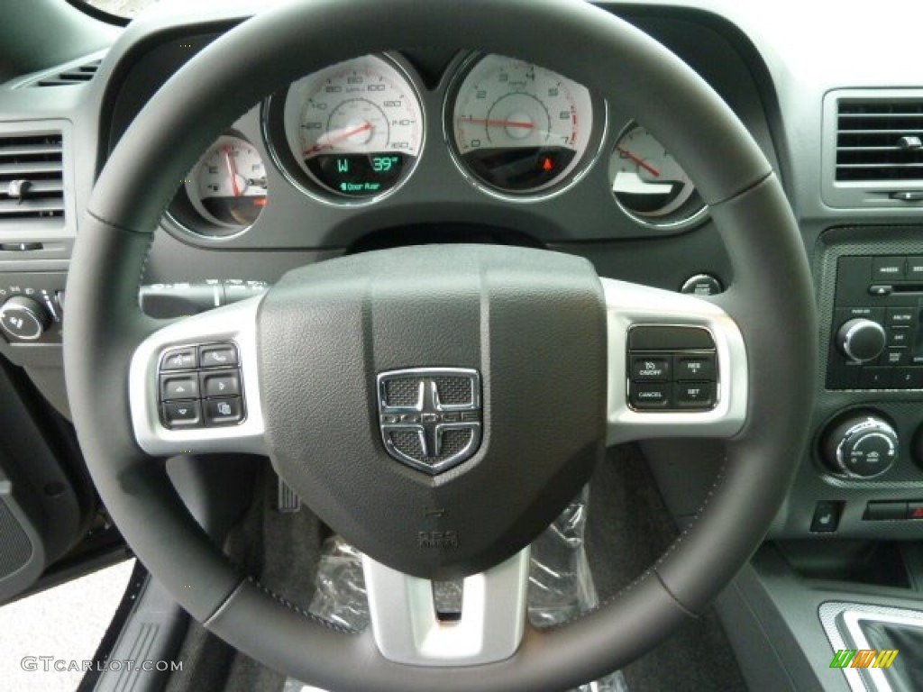 2012 Dodge Challenger R/T Plus Dark Slate Gray Steering Wheel Photo #60256175