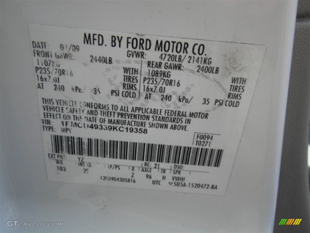 2009 Ford Escape Hybrid Color Code Photos