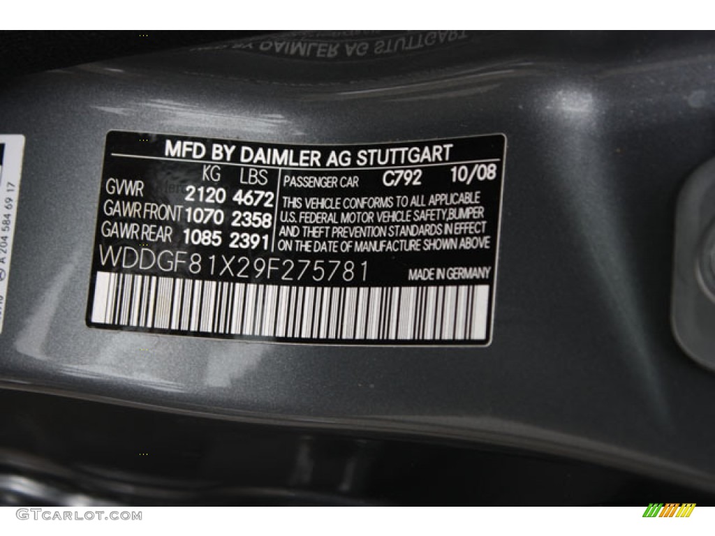 2009 C Color Code 792 for Palladium Silver Metallic Photo #60260600