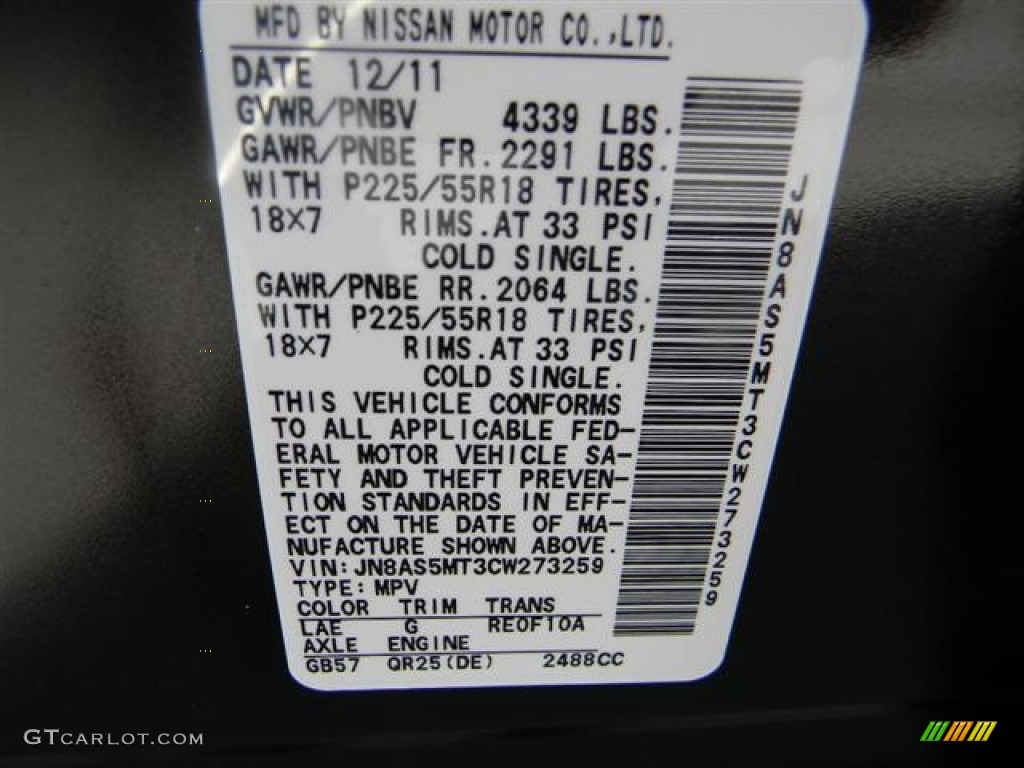 2012 Nissan Rogue SL Parts Photos