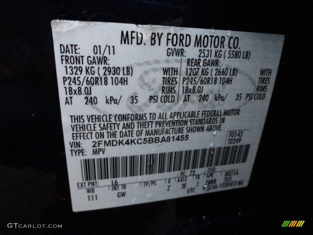 2011 Edge Color Code L6 for Kona Blue Metallic Photo #60262415
