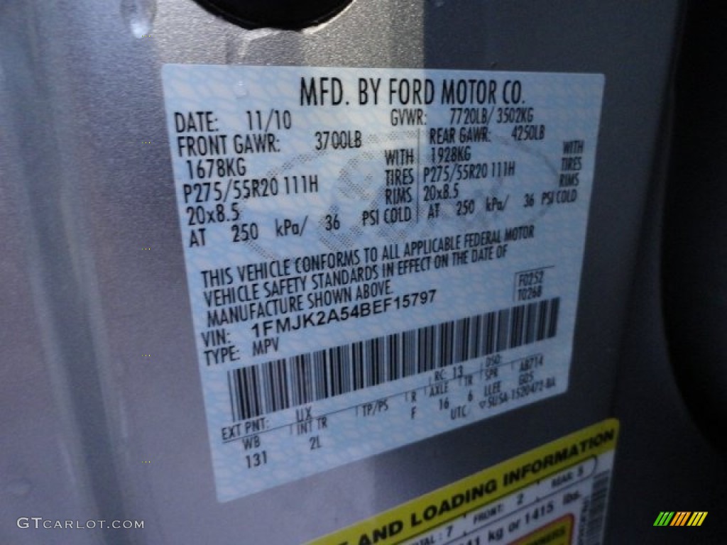 2011 Expedition Color Code UX for Ingot Silver Metallic Photo #60262772