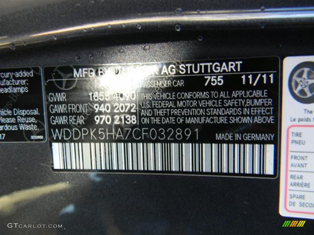 2012 SLK Color Code 755 for Steel Grey Metallic Photo #60265523