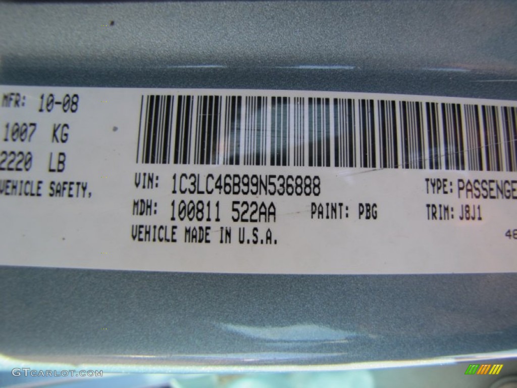 2009 Chrysler Sebring LX Sedan Color Code Photos