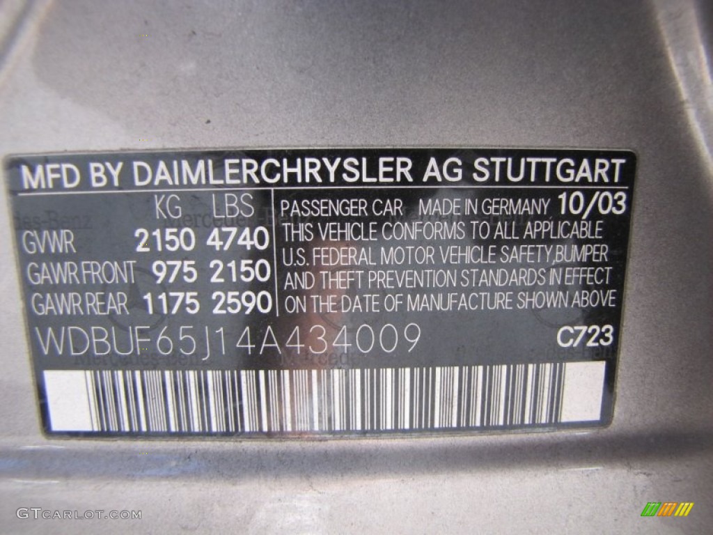2004 E Color Code 723 for Pewter Silver Metallic Photo #60265719