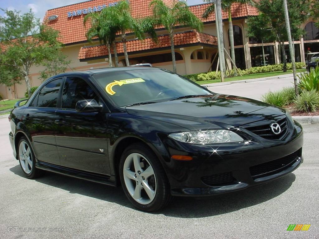 2004 MAZDA6 s Sedan - Onyx Black / Black photo #1