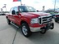 2006 Red Clearcoat Ford F250 Super Duty Lariat Crew Cab 4x4  photo #3