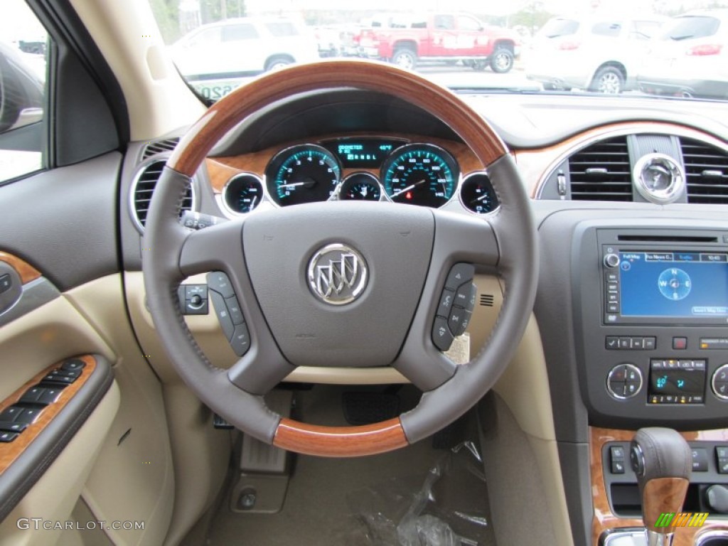 2012 Buick Enclave FWD Cashmere Steering Wheel Photo #60280764