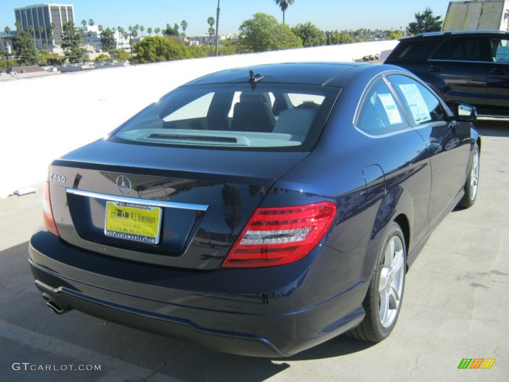 2012 C 250 Coupe - Lunar Blue Metallic / Ash photo #4